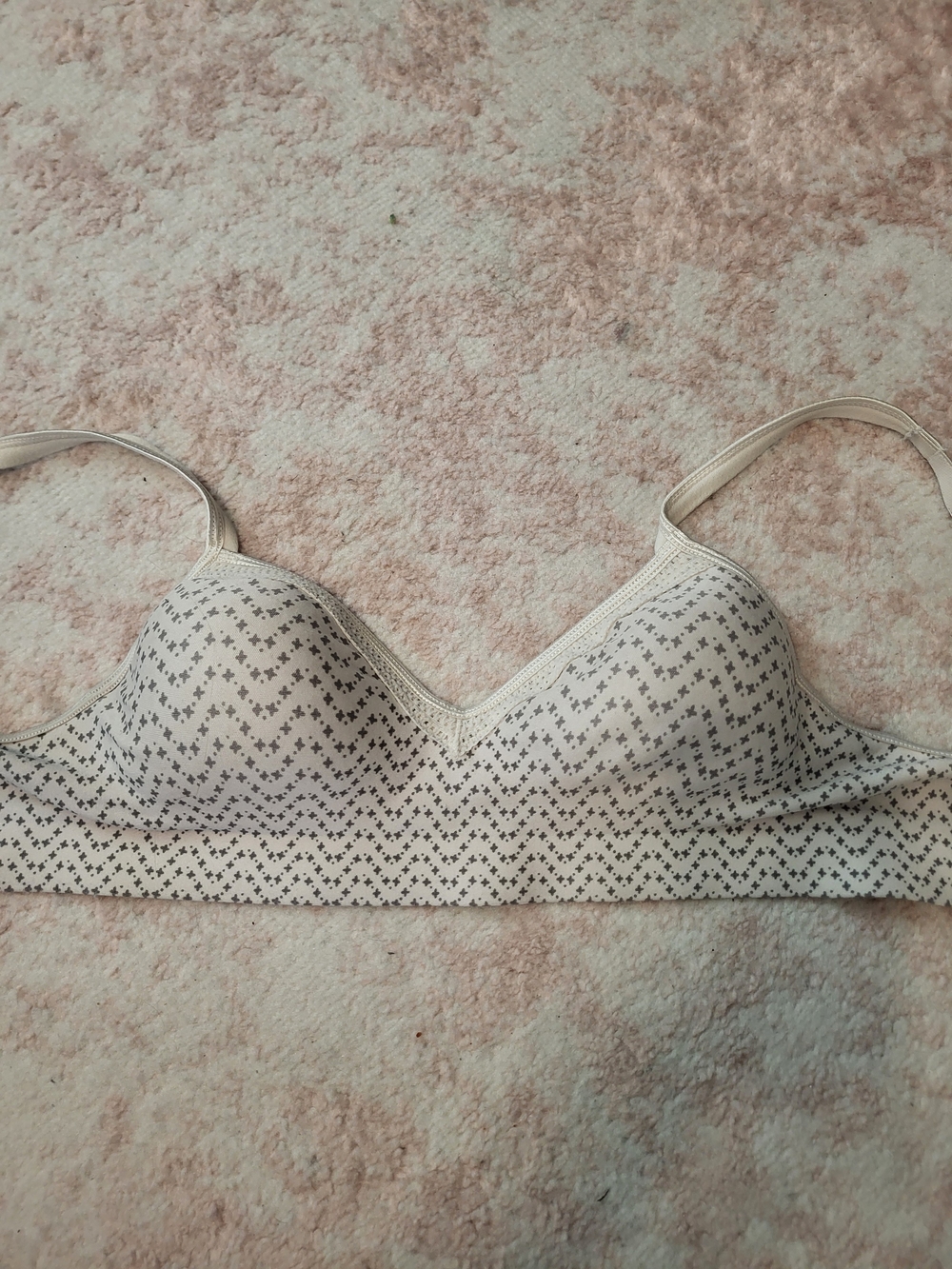 Hanes Cream Bra with Black Star Print